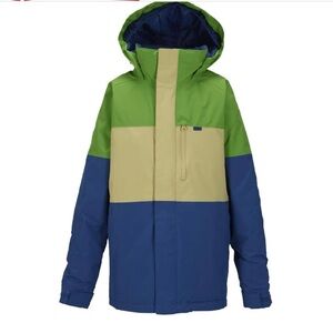 Burton Tan Green Blue Ski & Snowboard Jacket - Boys M 10-12